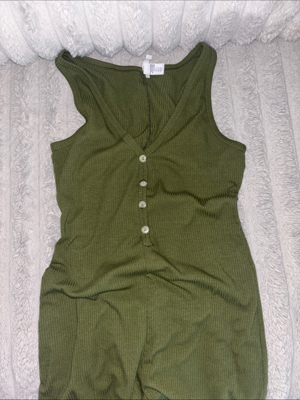 Forever 21 Women's Olive Green Ribbed Button-Front Romper Size M